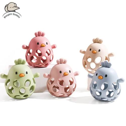 Baby Silicone Teether Is BPA-free Colorful Cartoon Chicken T