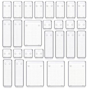 28 PCS Clear Drawer Organizers Set 4-Size Versatile Bathroom