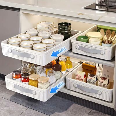 1 PC Kitchen Cabinet Drawer Storage Boxes with Slide Rails P
