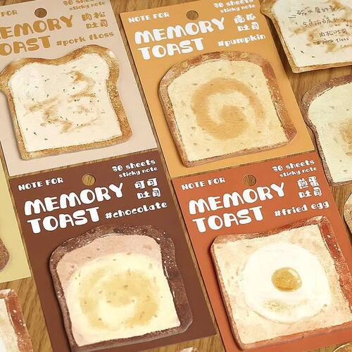 30 Sheets/pack Creative Toast Convenience Sticker Loose Leaf