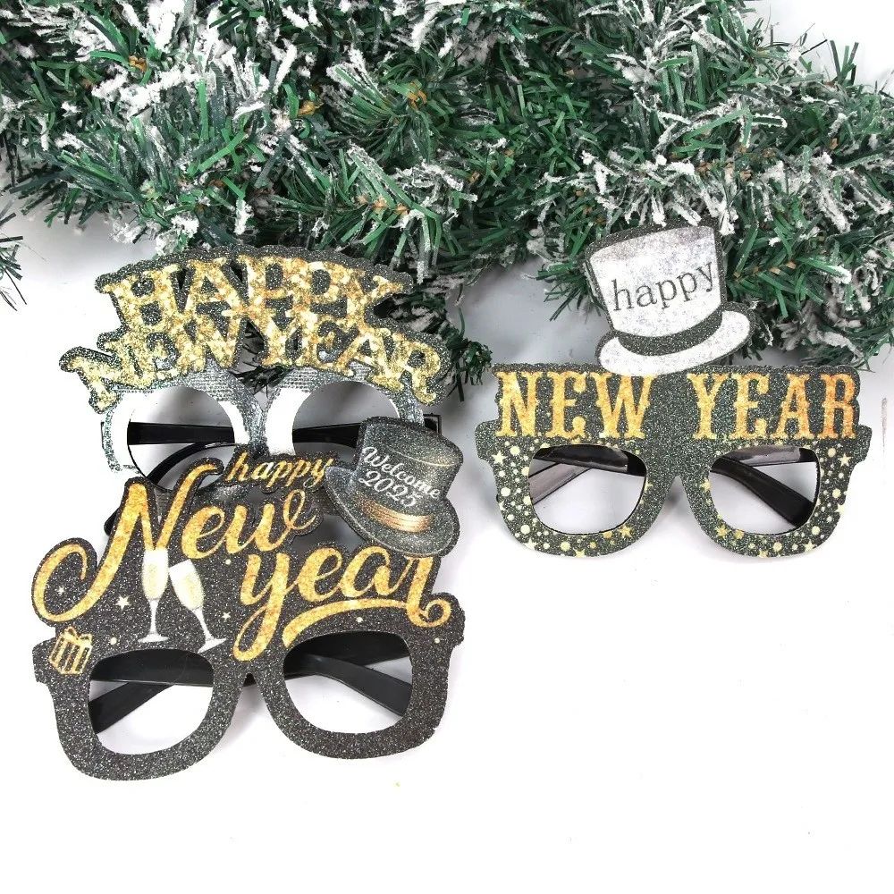 Glitter 2026 New Year Glasses Sequin Letters and Numbers Hap