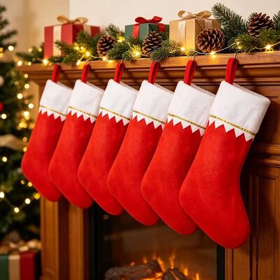 New Christmas Stockings Red Green Gift Socks Fireplace Mante