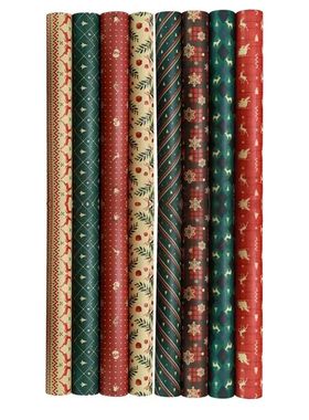 8 Pcs Christmas Wrapping Paper Packing Vellum DIY Gift Wrapp