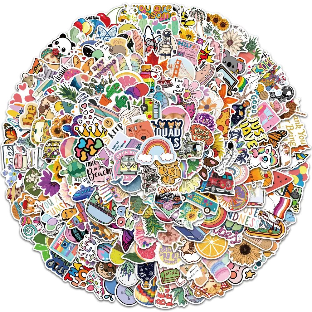 200PCS Cartoon PVC Small Fresh Cute Decorative DIY Stickers