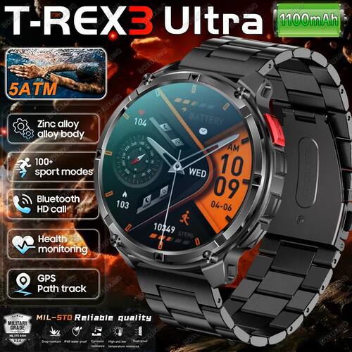 2026 New T-Rex 3 Ultra 1100mAh Smart Watch 5ATM Waterproof O