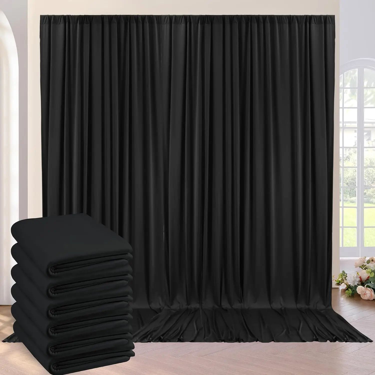 30ft x 10ft Black Backdrop Curta Black Drape for Backdrop Ha