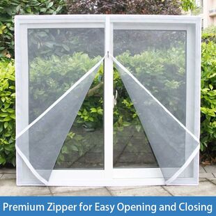High Transparency Zipper Mosquito Screen Door Double-Stitche
