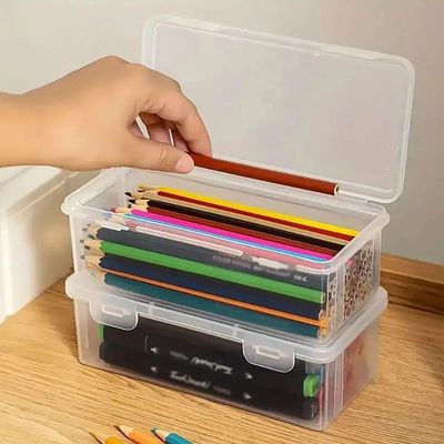 1/2/3/6pcs Pencil Case Box Transparent Plastic Pencil Boxes