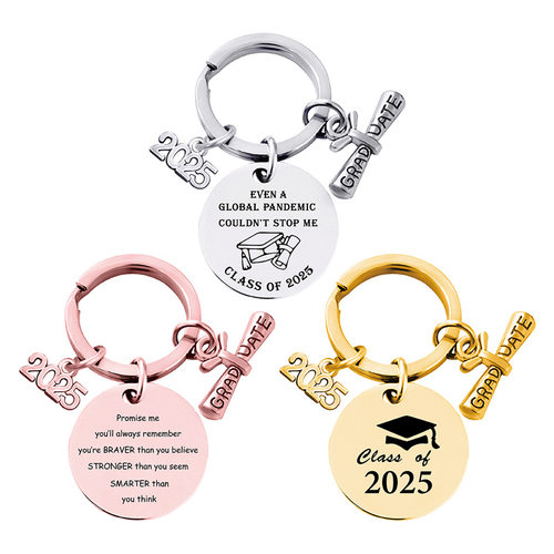 2025 Graduation Season Gift Engraved metal keychain stainles