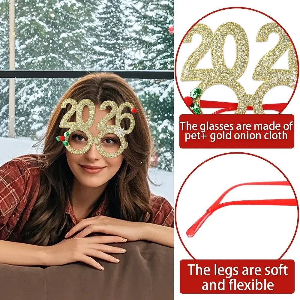 Christmas Glasses Frame New Year Glasses Photo Prop Accessor