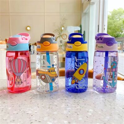 480Ml Children's Straw Cup Water Bottle Creative Cartoon Cup