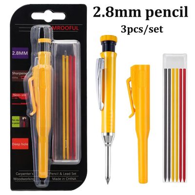 2.8mm 3Pcs/set Woodworking Mechanical Pencil Built In Pencil