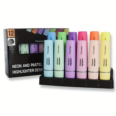 12pcs Large Capacity Markers Highlighters Color Pen Journal