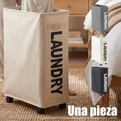 Narrow Slim Laundry Basket With Wheels Waterproof Oxford Sto