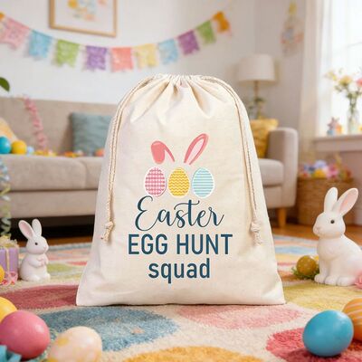 Easter Egg Hunt Squad Large Gift Bag Bunny Ears Pattern Kids