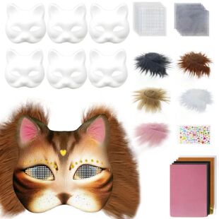 Unpainted Therian Mask Kit Paper Blank Masks Half Face Hand-