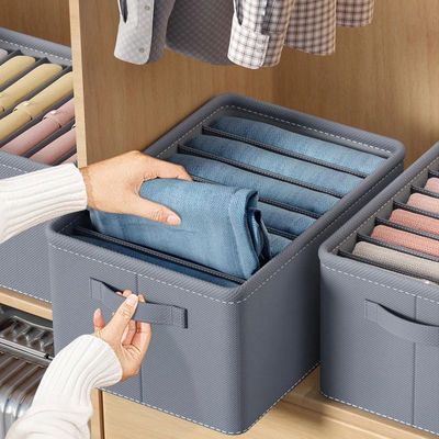 Thickened Pants Storage Box Foldable 9/7/6 Grids Organizer f