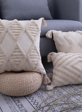 Tassels Cusion Cover 45x 45cm/30x50cm Beige Pillowcase Home