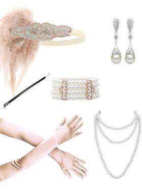 1920s Great Gatsby Accessories Set Flapper Headband Costume