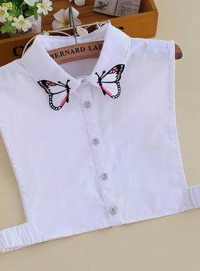蝴蝶刺绣假领子女衬衫百搭假领冬季新款白色毛衣装饰领衬衣领B270