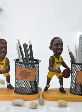 nba球星树脂工艺品摆件詹姆斯科比手办球星笔筒 篮球人物学生礼品