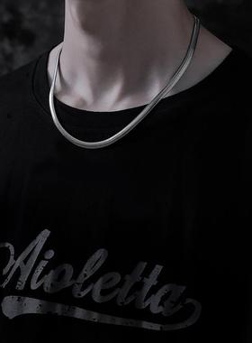 ins钛钢扁平蛇骨链个性时尚百搭嘻哈潮酷冷淡风简约土酷小众饰品