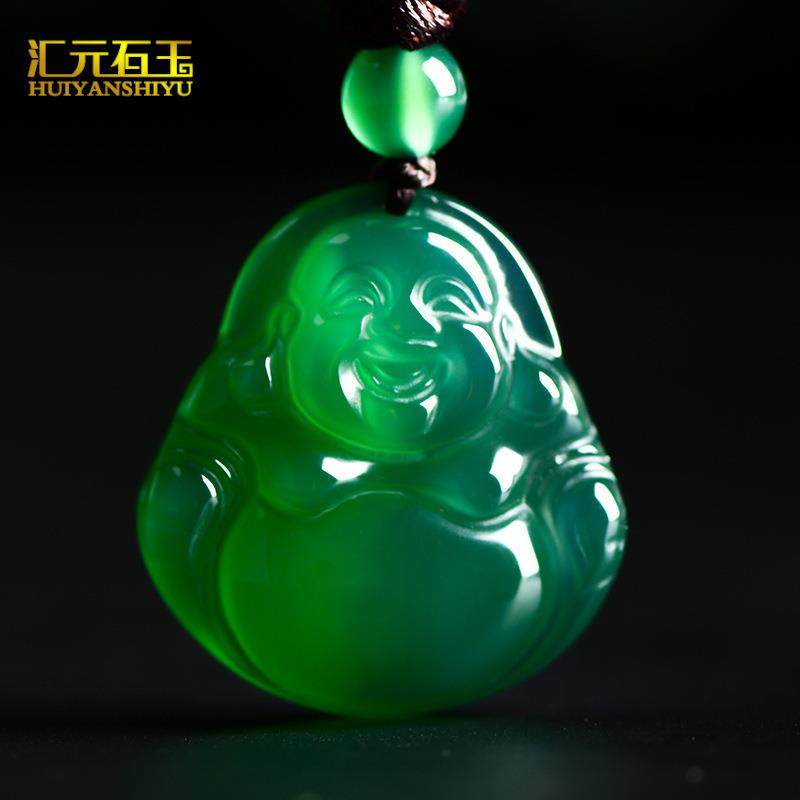 冰种白玉髓弥勒佛吊坠七彩多色红玛瑙佛公玉石玉器佛挂件直播货源