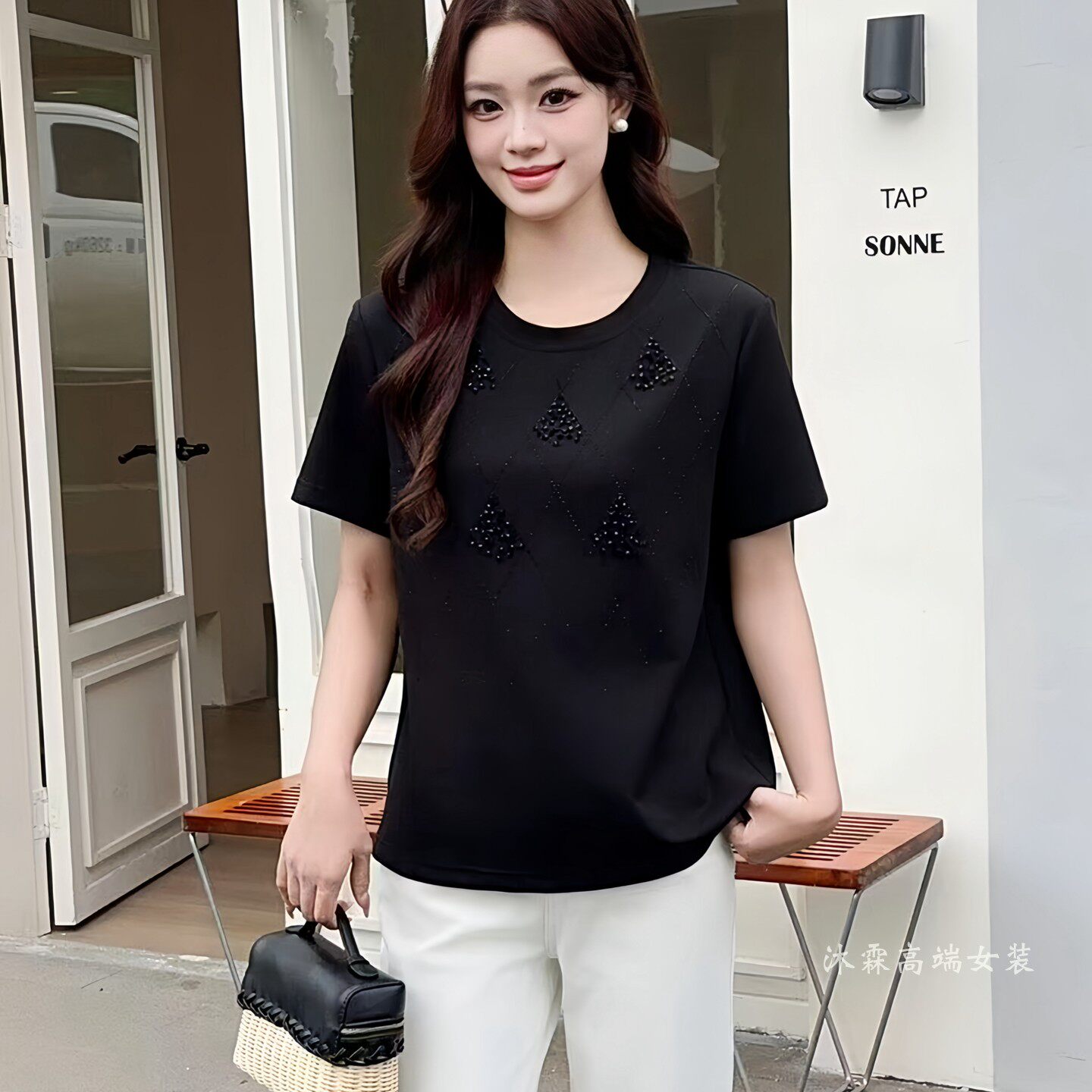 阳龙2026夏季新款大码修身显瘦宽松气质女上衣打底t恤衫B26-5615