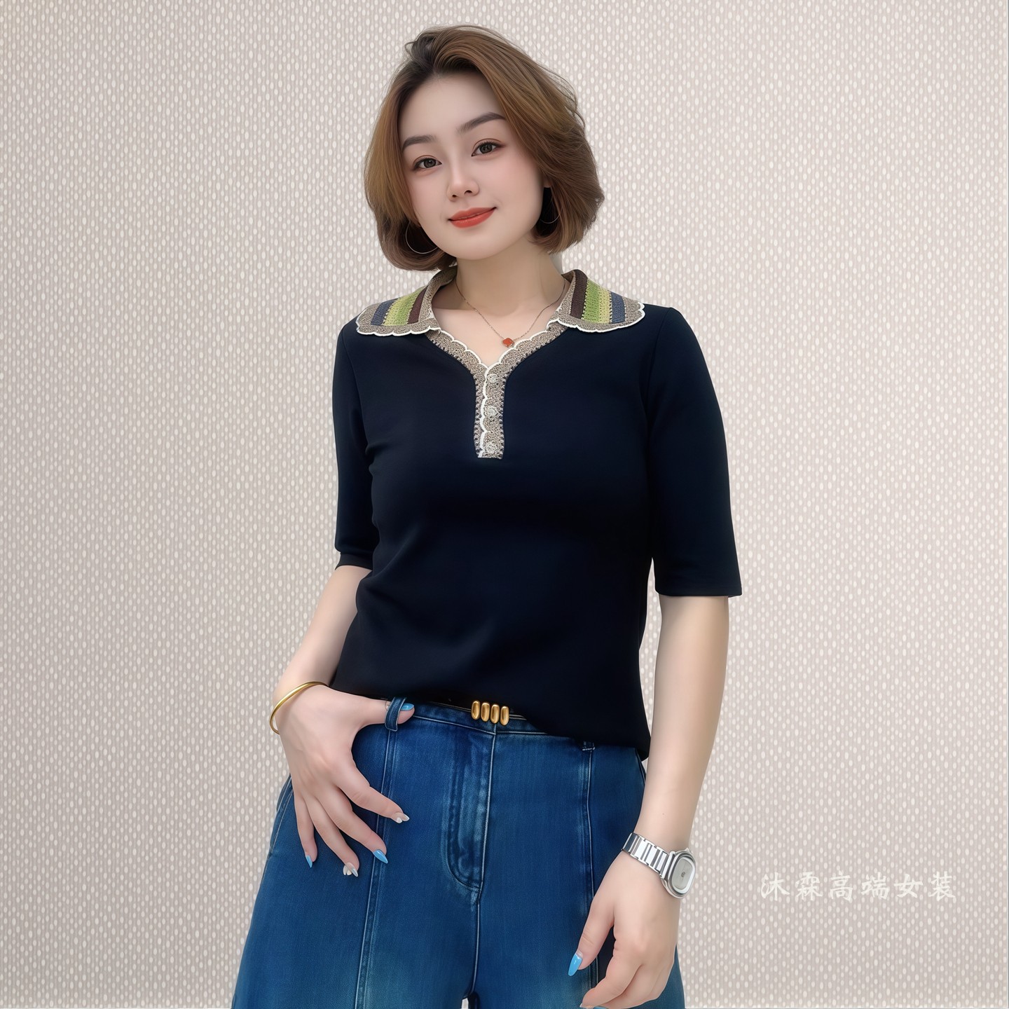斐斐2026秋冬新款宽松大码修身显瘦气质女打底衫百搭上衣T恤8802