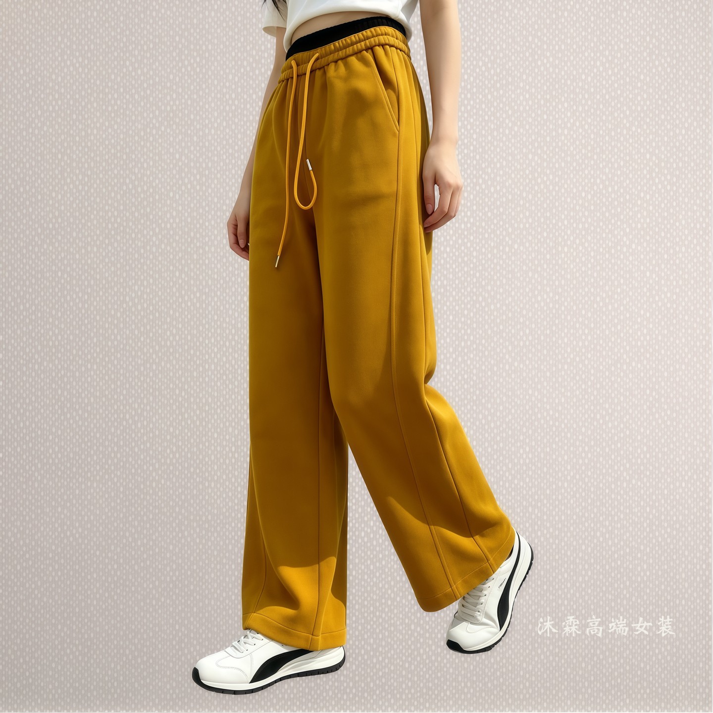 雅姿赏色珊瑚花2026秋冬宽松大码修身显瘦胖M休闲直筒女裤29009-1