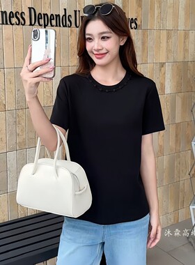阳龙2026夏季新款大码修身显瘦宽松气质女上衣打底t恤衫B26-9005