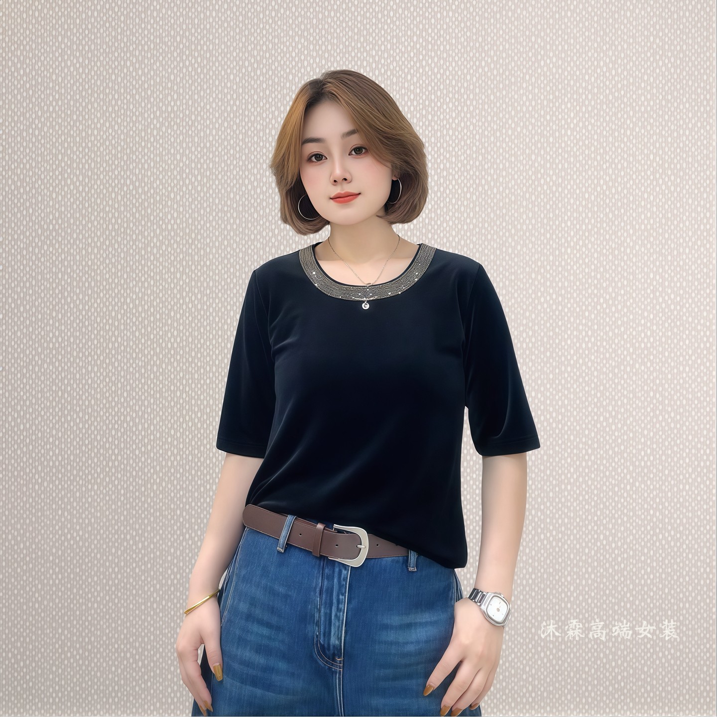 斐斐2026秋冬新款宽松大码修身显瘦气质女打底衫百搭上衣T恤9907