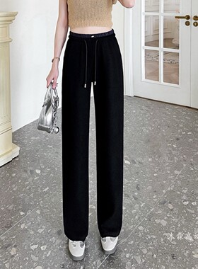 雅姿赏色珊瑚花2026夏季新宽松大码修身显瘦胖M休闲直筒女裤78003