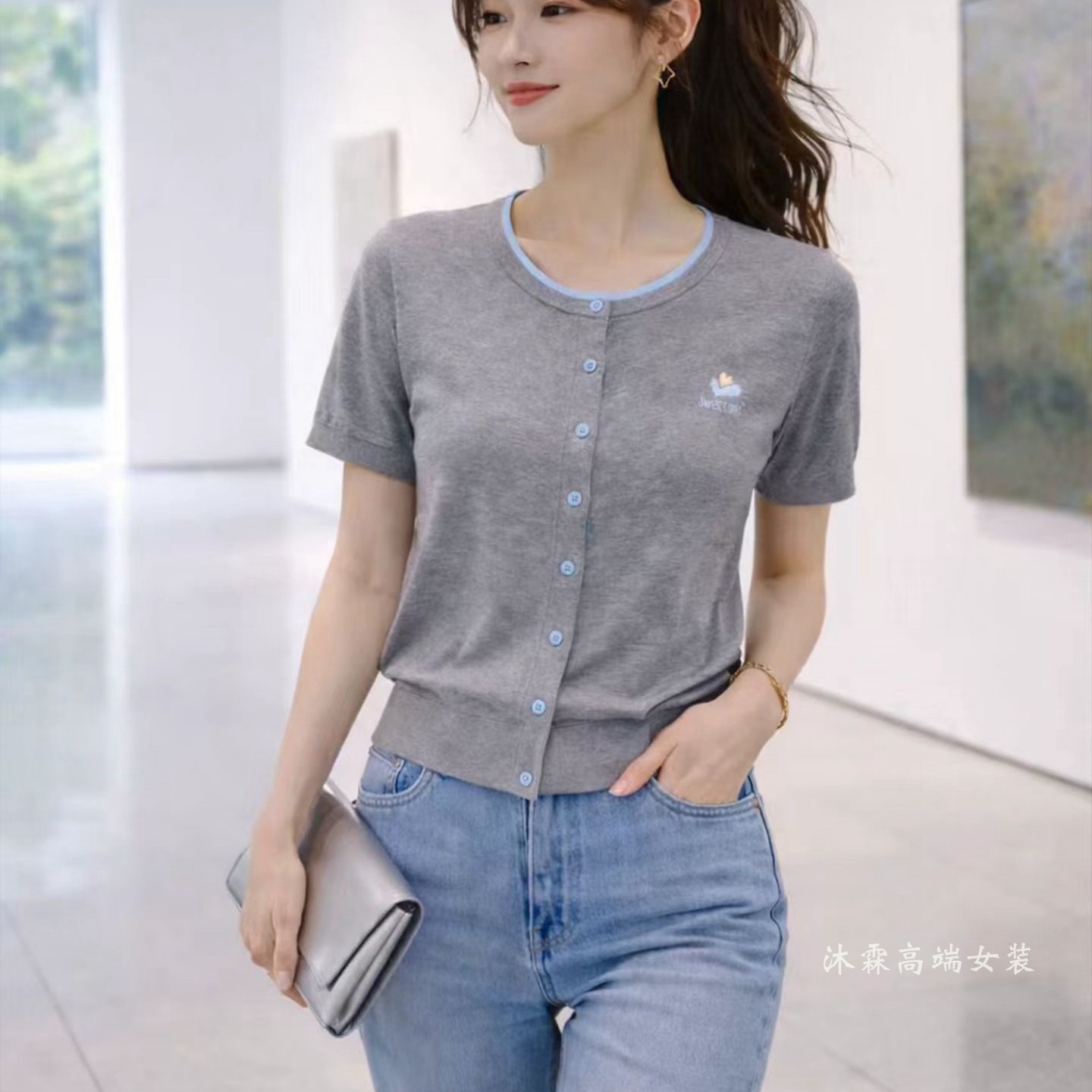 1668美季然亮2026夏季新大码显瘦莱赛尔天丝针织衫上衣t恤630527