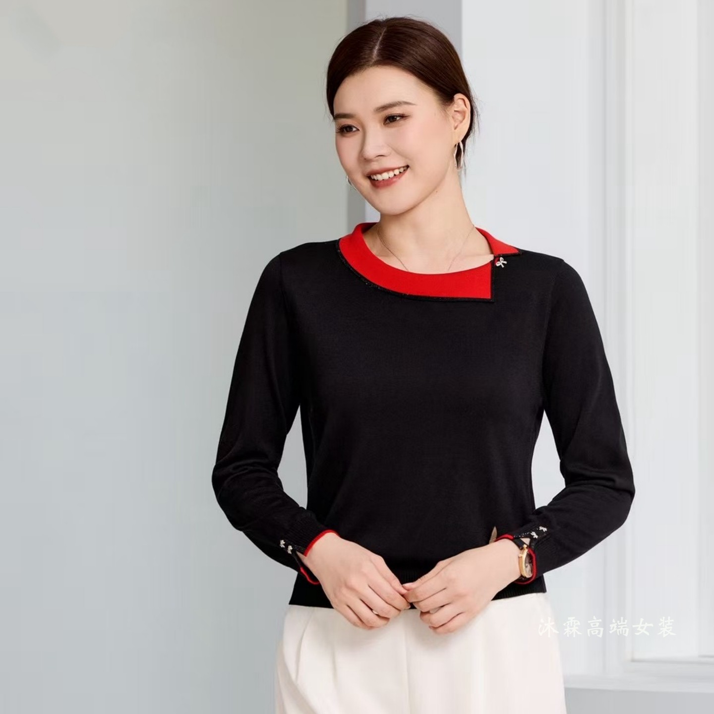 沐紫霖2025秋冬季新款大码显瘦宽松莱赛尔天丝针织衫上衣t恤02166