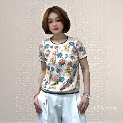 斐斐2026夏季新款宽松大码修身显瘦气质女打底衫百搭上衣T恤3702