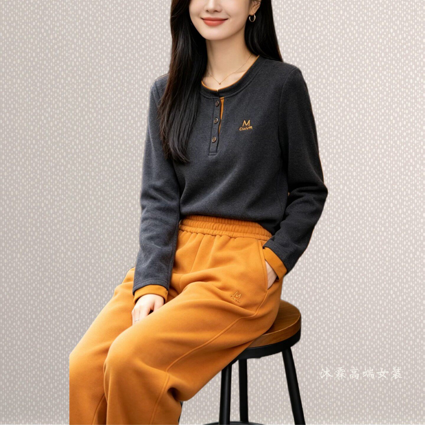 沐紫霖2026秋冬季新款上衣大码显瘦宽松修身百搭卫衣t恤衫琪66251