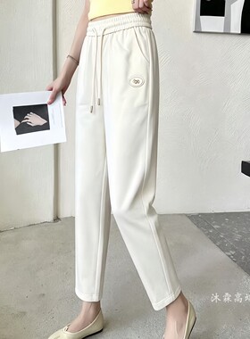 雅姿赏色珊瑚花2026夏新宽松大码修身显瘦胖M休闲直筒女裤79017-1