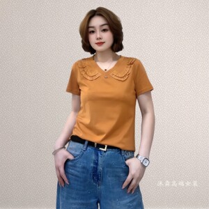 斐斐2026夏季新款宽松大码修身显瘦气质女打底衫百搭上衣T恤5221