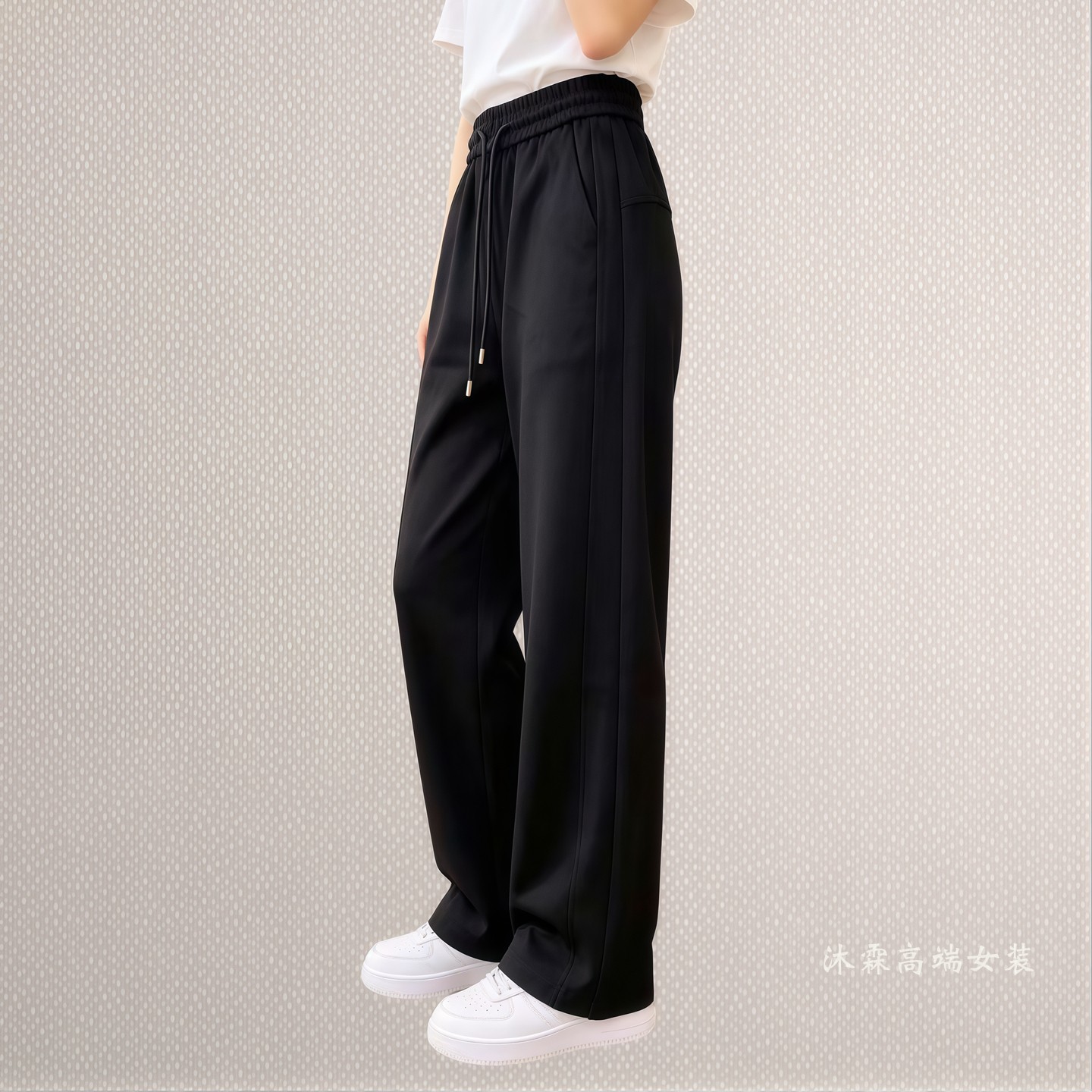 雅姿赏色珊瑚花2026秋冬新宽松大码修身显瘦胖M休闲直筒女裤99005