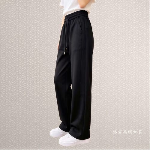 雅姿赏色珊瑚花2026秋冬新宽松大码修身显瘦胖M休闲直筒女裤99005