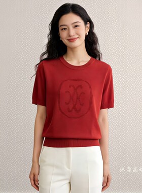 沐紫霖2026夏季新款大码显瘦宽松莱赛尔天丝针织衫女上衣t恤26Z08