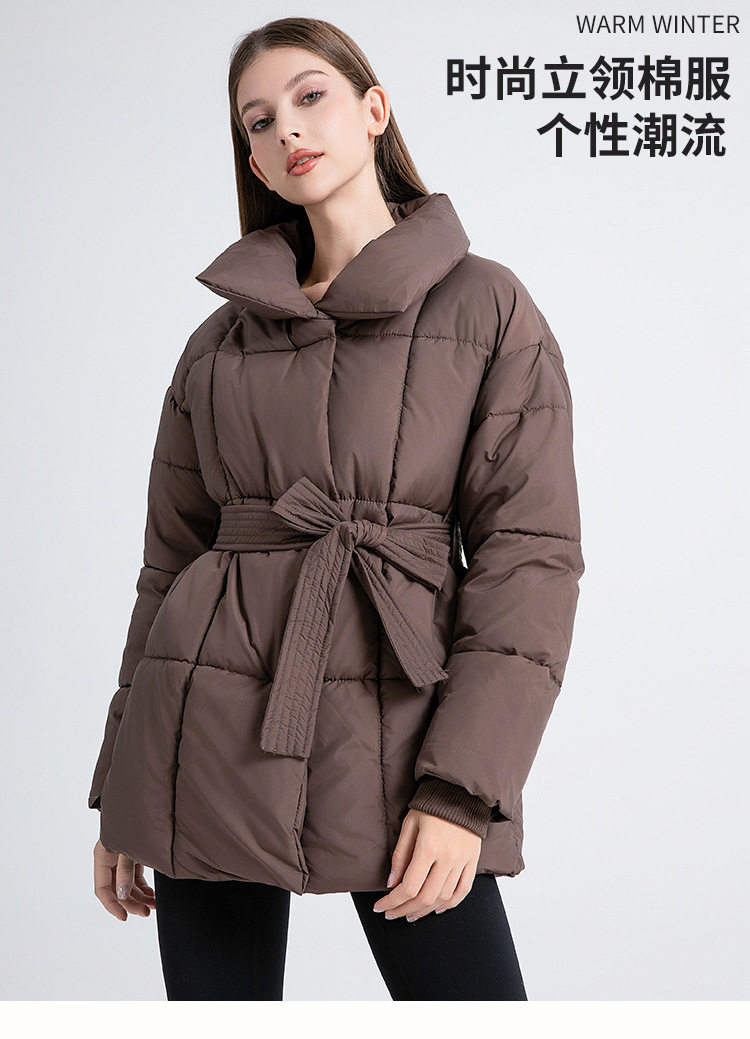 中长款保暖羽绒棉服外套女时尚立领2025冬季新款欧美风收腰防风潮