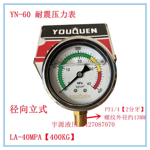 YN-60径向压力表0-7 10 15 25 40甘油耐震LA-70 100 150 250 400