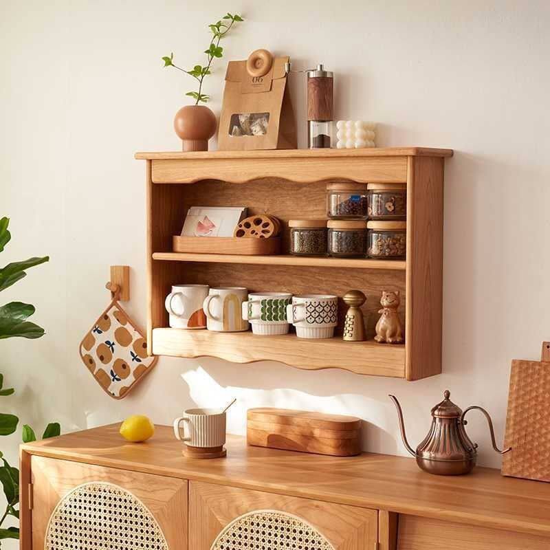 北欧进口实木吊柜墙式储物柜收纳柜墙上置物架厨房客厅餐厅壁挂式