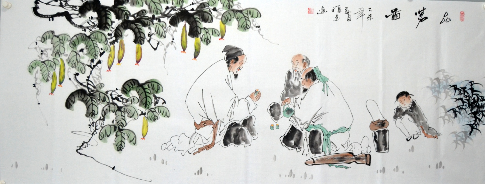 福金竹林七贤小六尺人物仿古范曾横幅国画字画书房高仕装饰纯手绘