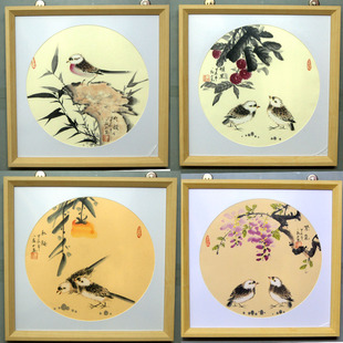 小品画国画字画兰花荷花梅花小写意花鸟实木画框手绘成品装饰客厅