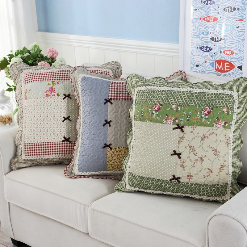 田园纯棉靠枕绗缝布艺沙发抱枕含芯办公室欧式床头靠垫抱枕套在类目 居家布艺, 靠垫/抱枕中 - 来自Buy2taobao.com提供专业的淘宝代购服务