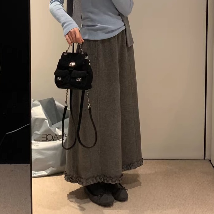 2025新款韩系高腰显瘦毛呢半身裙