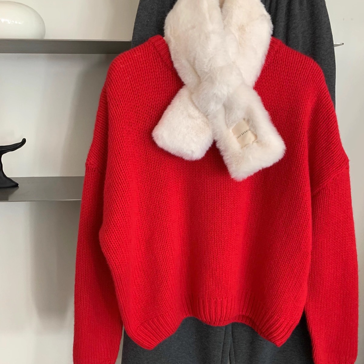 圣诞本命年红色宽松羊毛毛衣女